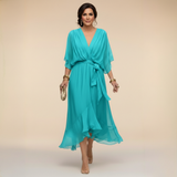 Monica | Vestido de chiffon elegante com decote em V