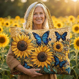 Bolsa Artesanal - Girassóis e Borboletas Azuis