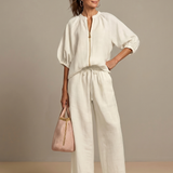 Natalia | Top blusão com zip e calças largas