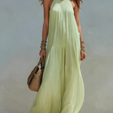 Lívia - Vestido Maxi Boho Verde Pistácio