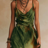 Elvira - Vestido Maxi em Verde Abstrato