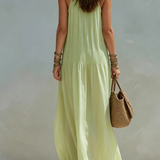 Lívia - Vestido Maxi Boho Verde Pistácio