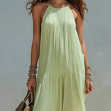 Lívia - Vestido Maxi Boho Verde Pistácio