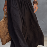 Salomé - Vestido maxi de um ombro preto