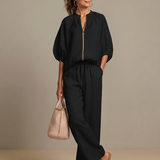 Natalia | Top blusão com zip e calças largas