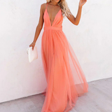 MARTA | Vestido maxi em cor de coral
