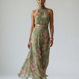 Milene | Vestido midi com decote halter