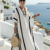 Inês | Vestido maxi com mangas curtas às riscas