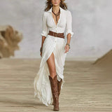 Olívia - Vestido longo com gola