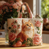 Saco Artizan - Gato Laranja com Rosas