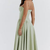 Sigrid | Vestido sem mangas com corpete, comprimento midi