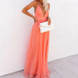 MARTA | Vestido maxi em cor de coral