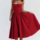 Sigrid | Vestido sem mangas com corpete, comprimento midi