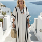 Inês | Vestido maxi com mangas curtas às riscas
