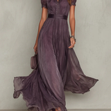 Vivien | Vestido maxi de chiffon com renda