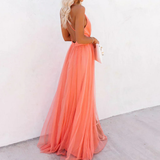 MARTA | Vestido maxi em cor de coral