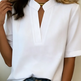 Margaux | Blusa Elegante com Decote em V e Detalhe Dourado