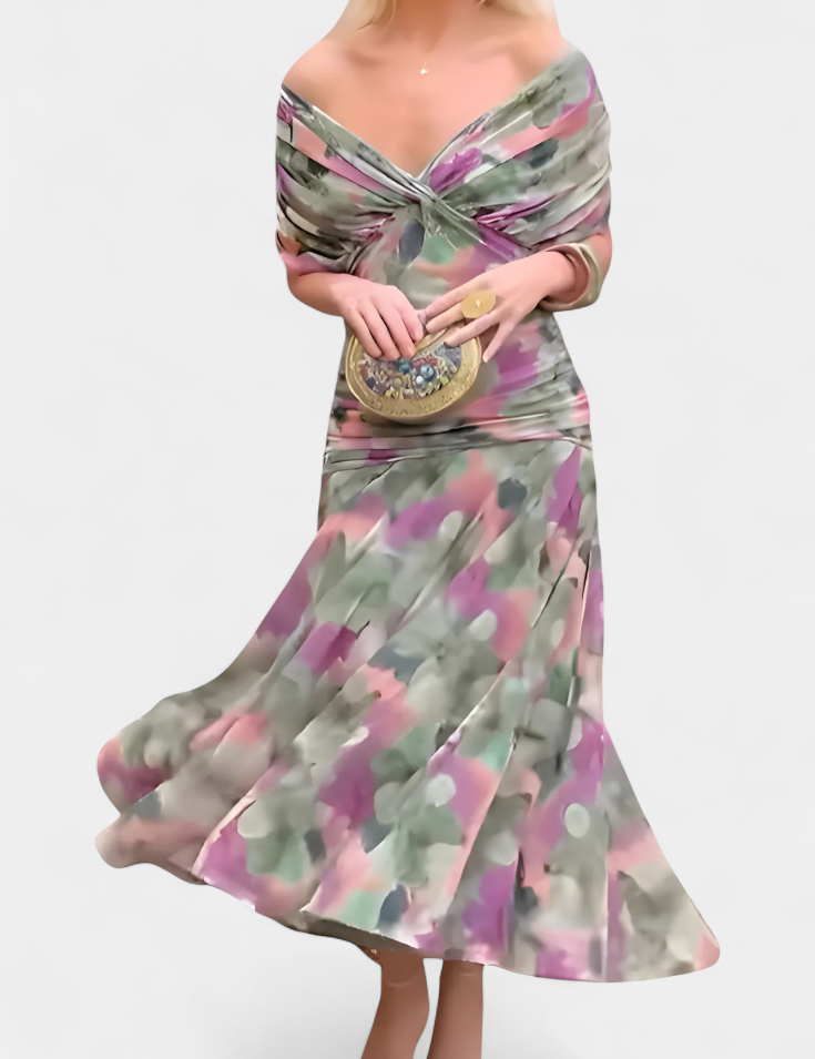 Alondra | Vestido longo colorido com decote em V