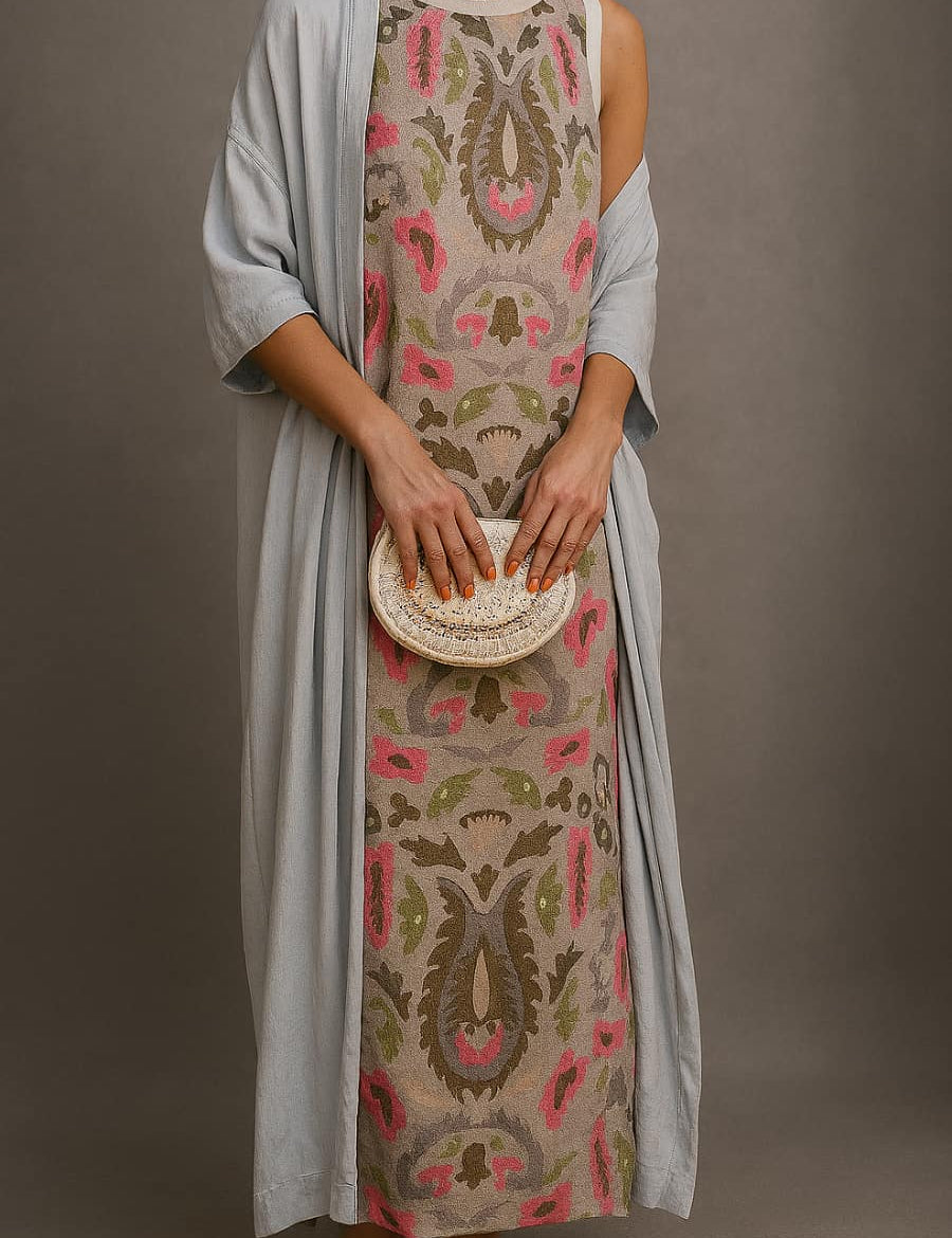 Elina | Conjunto com vestido longo estampado e cardigan adequado