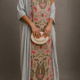 Elina | Conjunto com vestido longo estampado e cardigan adequado