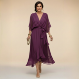 Monica | Vestido de chiffon elegante com decote em V