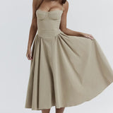 Sigrid | Vestido sem mangas com corpete, comprimento midi