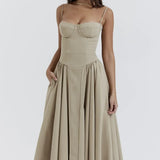 Sigrid | Vestido sem mangas com corpete, comprimento midi