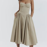 Sigrid | Vestido sem mangas com corpete, comprimento midi