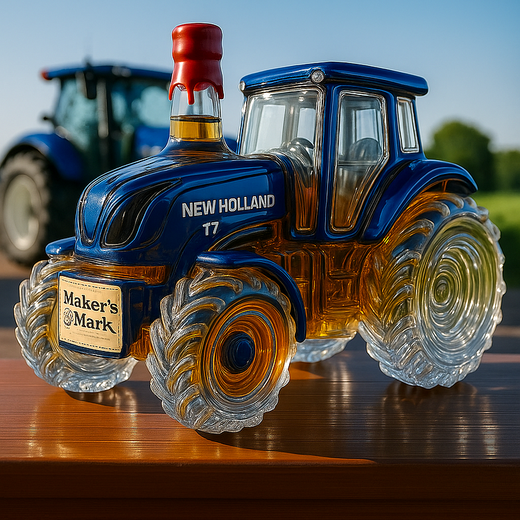Garrafão de uísque clássico em forma de trator New Holland T7