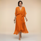 Monica | Vestido de chiffon elegante com decote em V
