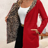 Daisy™ - Casaco reversível com capuz e padrão de leopardo