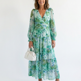 Kamil | Vestido maxi com mangas longas e estampado colorido