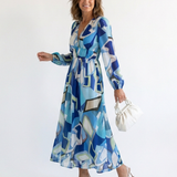 Kamil | Vestido maxi com mangas longas e estampado colorido
