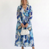 Kamil | Vestido maxi com mangas longas e estampado colorido