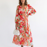 Kamil | Vestido maxi com mangas longas e estampado colorido