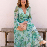Kamil | Vestido maxi com mangas longas e estampado colorido