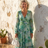 Kamil | Vestido maxi com mangas longas e estampado colorido