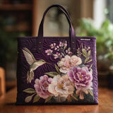 Saco feito à mão com quilt - Colibri e Orquídeas