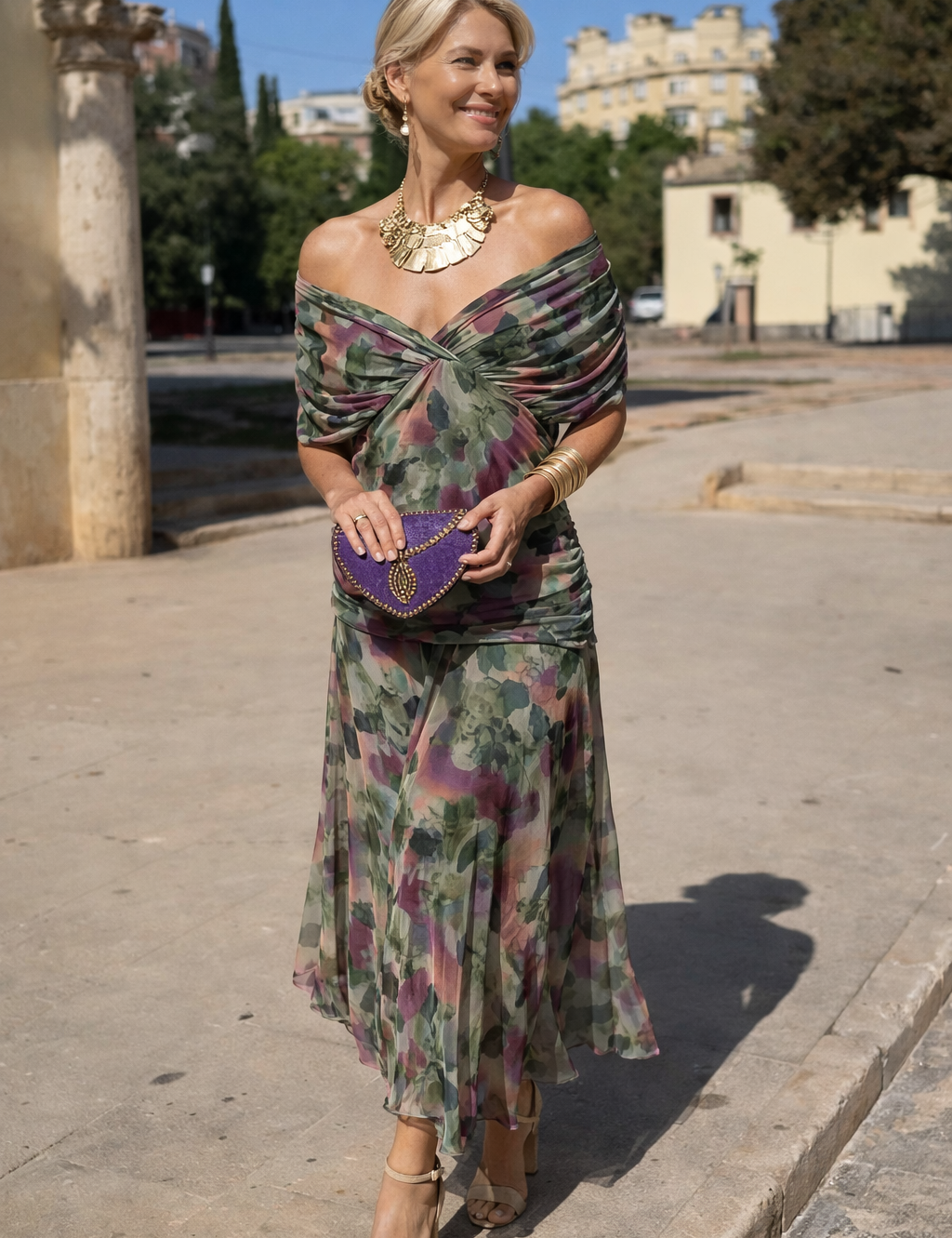 Margarida - Vestido maxi com decote em V