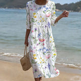 Vestido Midi Relaxado com Estampa Colorida