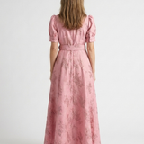 Amélie | Vestido maxi com mangas curtas e cinto colorido