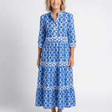 Polin | Vestido midi com mangas três quartos e padrão de corrente