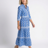 Polin | Vestido midi com mangas três quartos e padrão de corrente