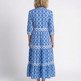 Polin | Vestido midi com mangas três quartos e padrão de corrente