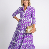 Polin | Vestido midi com mangas três quartos e padrão de corrente