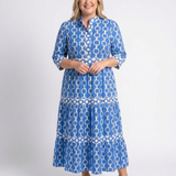 Polin | Vestido midi com mangas três quartos e padrão de corrente