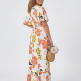 Natali | Vestido maxi com mangas curtas e decote redondo