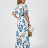 Natali | Vestido maxi com mangas curtas e decote redondo