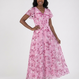 Noemi | Vestido maxi de chiffon com estampado floral