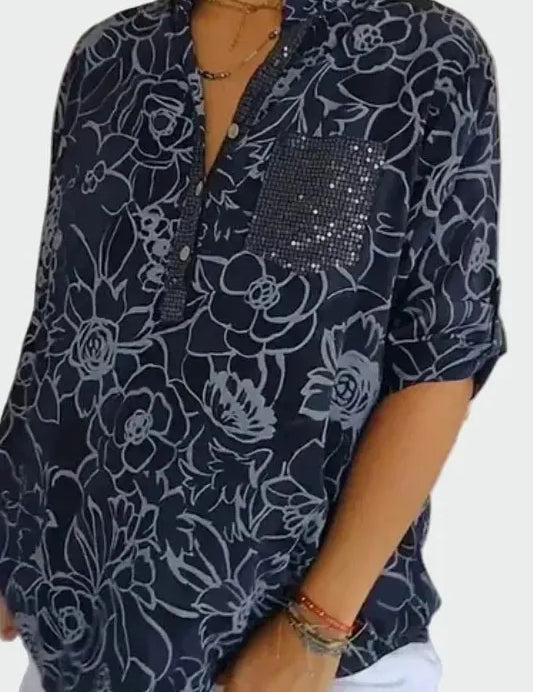 Johanne | Blusa com flores em azul